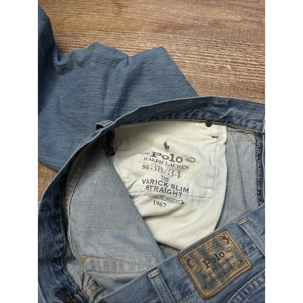 Polo Ralph Lauren Varick Slim Straight Mens Blue Jeans Lot of 2 38x34 Stretch